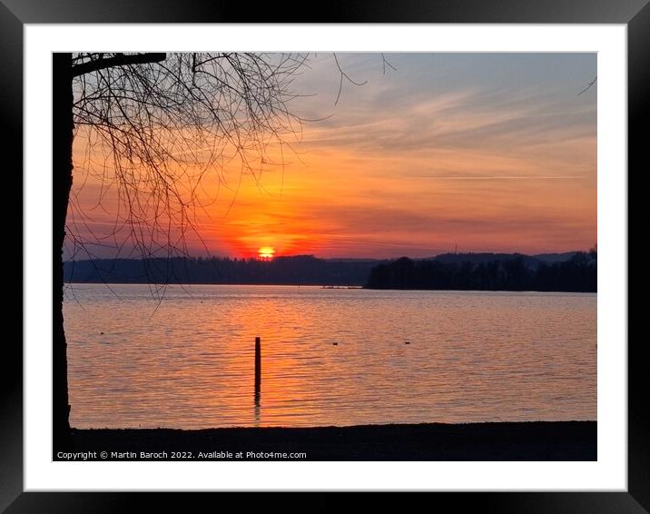 Orange Lake Zug sunset Framed Mounted Print by Martin Baroch