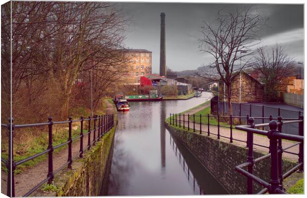 Slaithwaite Canal View, Huddersfield  Canvas Print by Alison Chambers