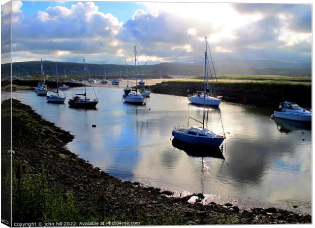 Dusk, Shell Island, Wales. Canvas Print by john hill