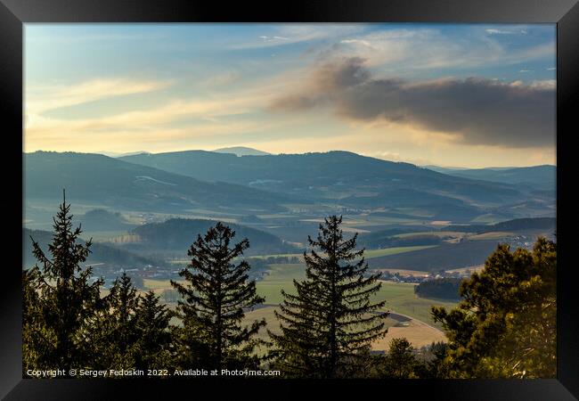 Evening landscape in South Czechia. View from Kluk mount. Early spring. Framed Print by Sergey Fedoskin