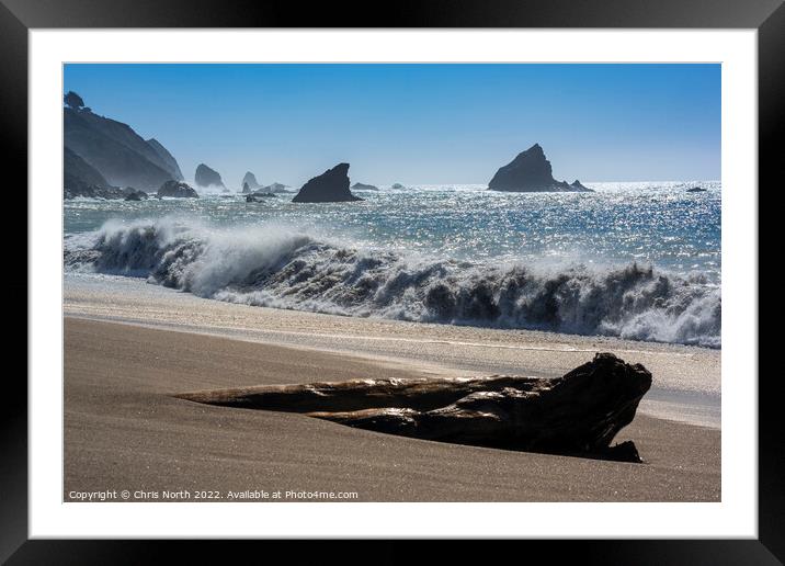 Navarro beach in the California coast. Framed Mounted Print by Chris North