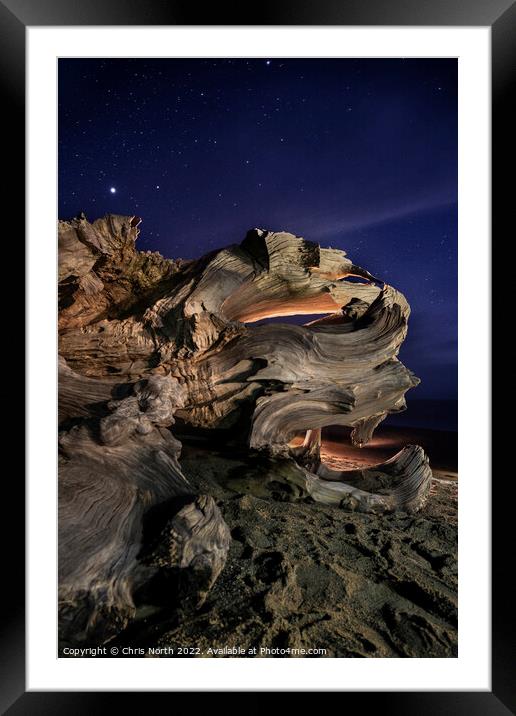 Driftwood by Starlight. Framed Mounted Print by Chris North