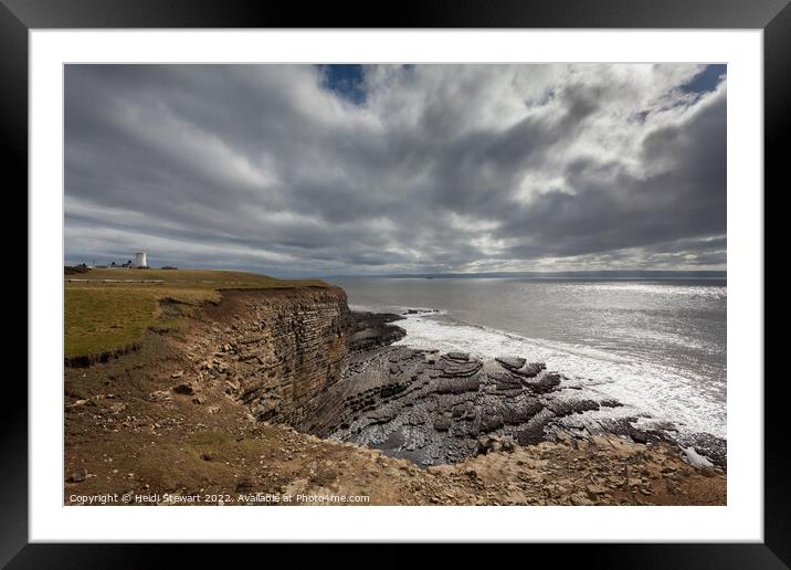 Nash Point Lighthouse and Coast Framed Mounted Print by Heidi Stewart
