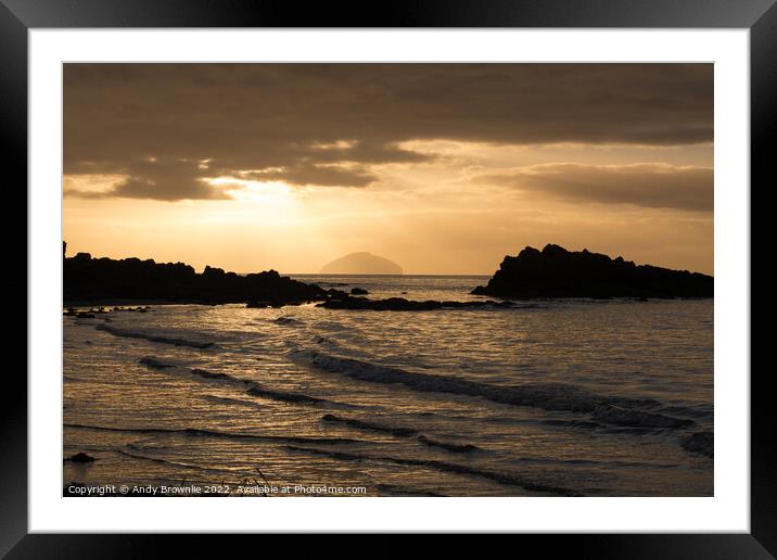 View of Ailsa Craig from Culzean Beach Framed Mounted Print by Andy Brownlie