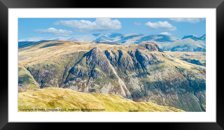 The Langdale Pikes from Crinkle Crags Framed Mounted Print by Keith Douglas