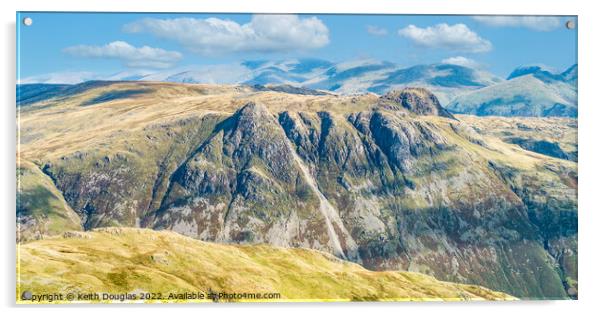 The Langdale Pikes from Crinkle Crags Acrylic by Keith Douglas