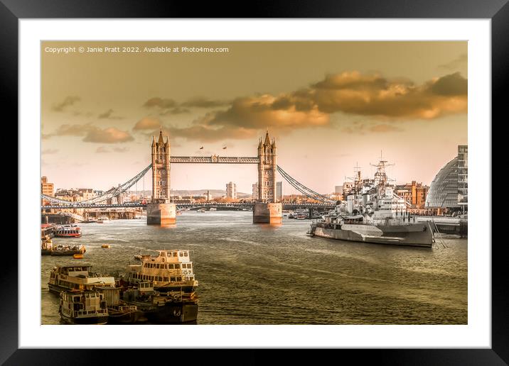 London Bridge Framed Mounted Print by Janie Pratt
