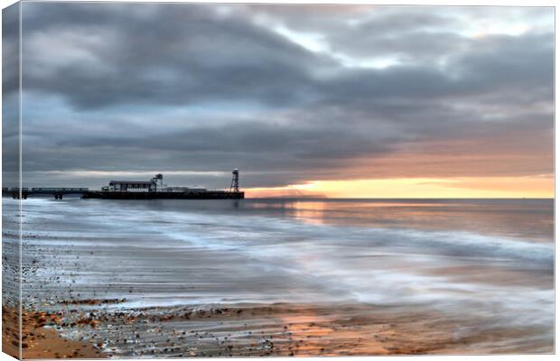 Moody Morning at Bournemouth Pier Canvas Print by paul cobb