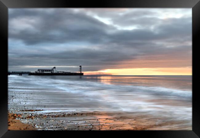 Moody Morning at Bournemouth Pier Framed Print by paul cobb