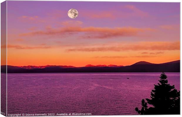 Full Moon Sunrise at Lake Tahoe Canvas Print by Donna Kennedy