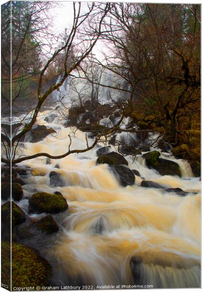 Aros Park Waterfall, Tobermory Canvas Print by Graham Lathbury