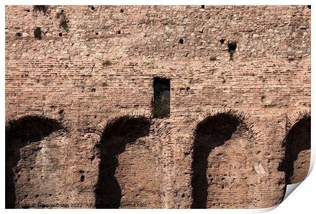 Roman viaduct brickwork - Istanbul Print by Gordon Dixon