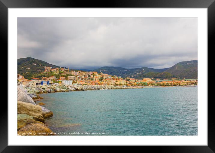 panoramic view of the bay of the city of Varazze,  Framed Mounted Print by daniele mattioda
