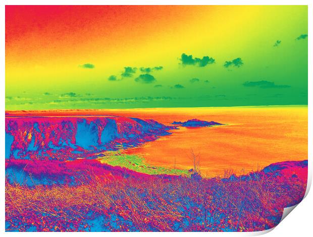 Psychedelic Coastline 2 Print by Matthew Lacey