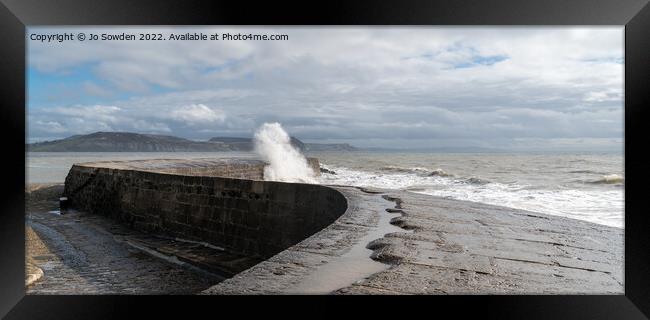 A stormy sea in Lyme Regis Framed Print by Jo Sowden