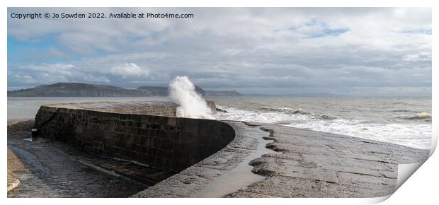 A stormy sea in Lyme Regis Print by Jo Sowden