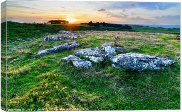 Arbor Low stone circle at Sunset Canvas Print by Chris Drabble