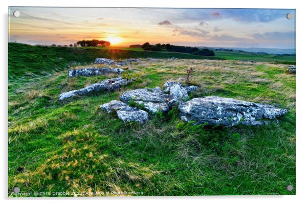 Arbor Low stone circle at Sunset Acrylic by Chris Drabble