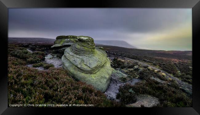Mad Woman Stone, Kinder Scout Framed Print by Chris Drabble