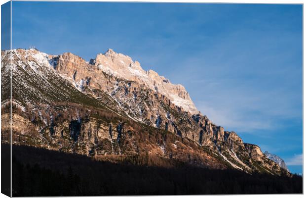 Punta Sorapiss Mountain Peak in Cortina d'Ampezzo, Italy Canvas Print by Dietmar Rauscher