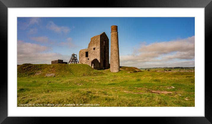 Magpie Mine in Autumn sun Framed Mounted Print by Chris Drabble