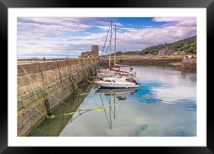 Dunure Harbour Reflection  Framed Mounted Print by Valerie Paterson