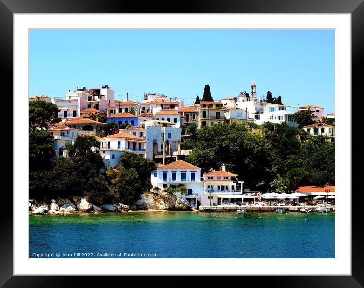 Skiathos town from the sea. Framed Mounted Print by john hill