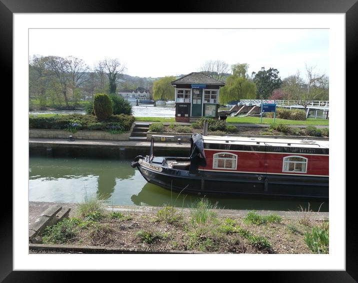 March Dance passing through Goring Lock Framed Mounted Print by Peter Hodgson