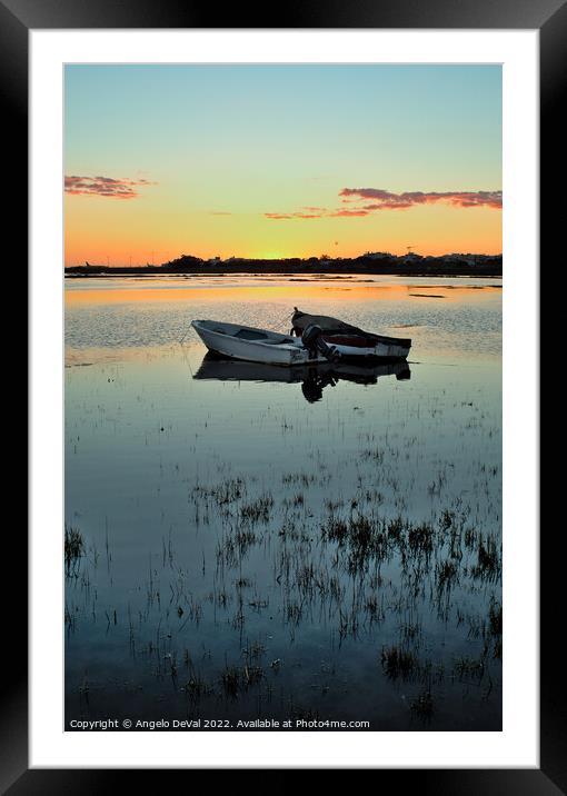 Boats at Sunset in Parque Ribeirinho Framed Mounted Print by Angelo DeVal
