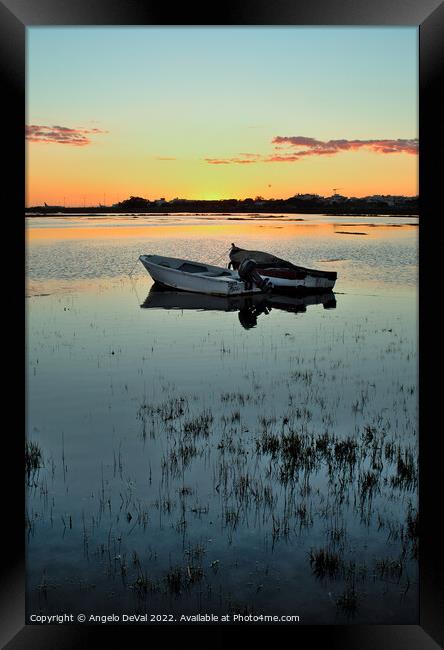 Boats at Sunset in Parque Ribeirinho Framed Print by Angelo DeVal