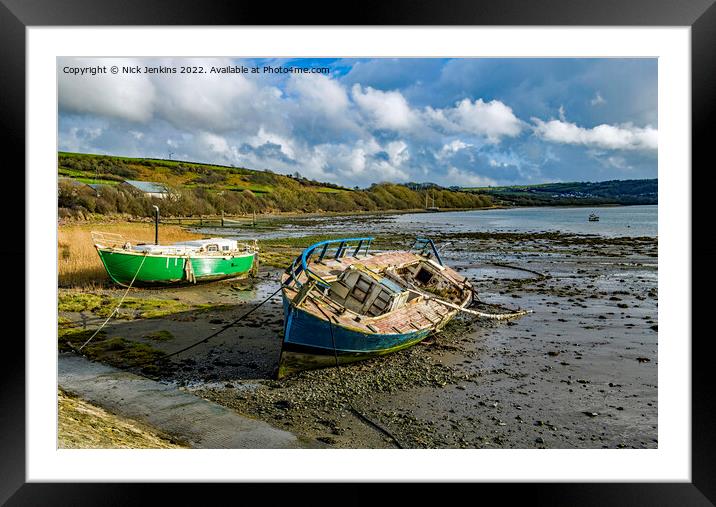 Moored Boats Teifi Estuary Gwbert Cardiganshire Framed Mounted Print by Nick Jenkins