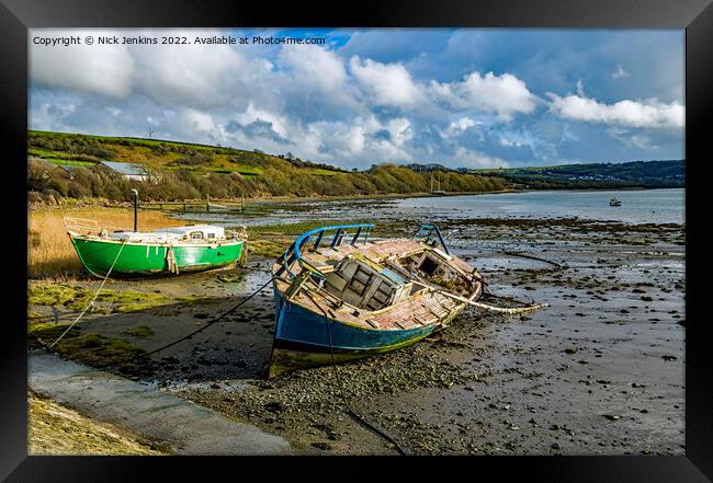 Moored Boats Teifi Estuary Gwbert Cardiganshire Framed Print by Nick Jenkins