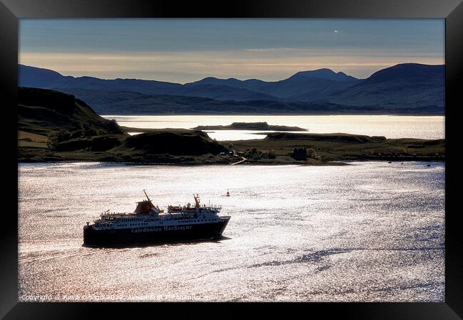 Evening Ferry from Oban to Mull, Scotland Framed Print by Kasia Design