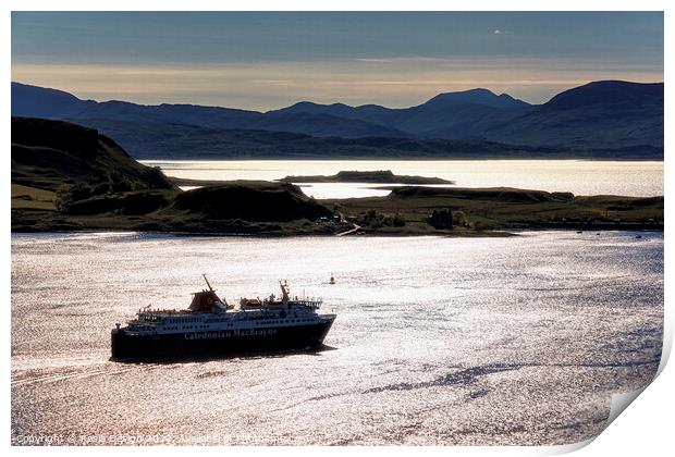 Evening Ferry from Oban to Mull, Scotland Print by Kasia Design