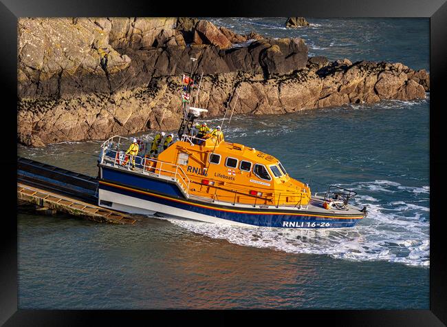 St Justinian's Lifeboat , Pembrokeshire. Framed Print by Colin Allen