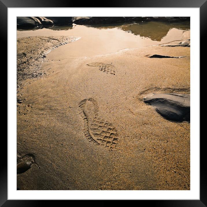 Footprints in the sand Framed Mounted Print by Michael Hopes