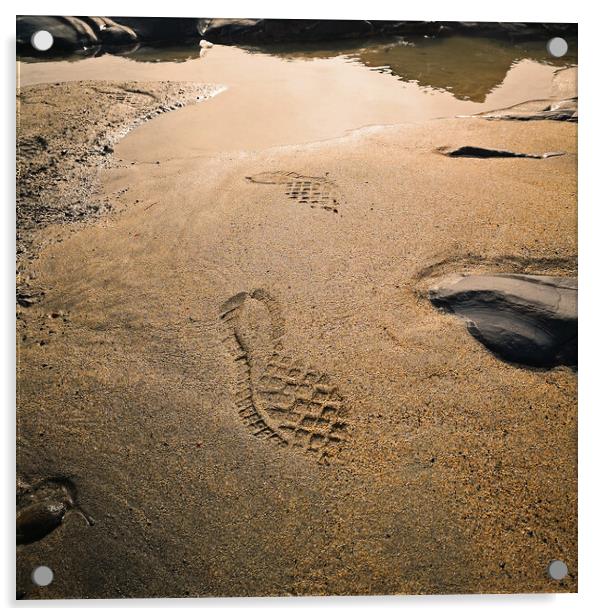 Footprints in the sand Acrylic by Michael Hopes