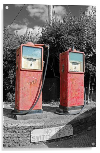 Old fashioned Petrol pumps Acrylic by Michael Hopes