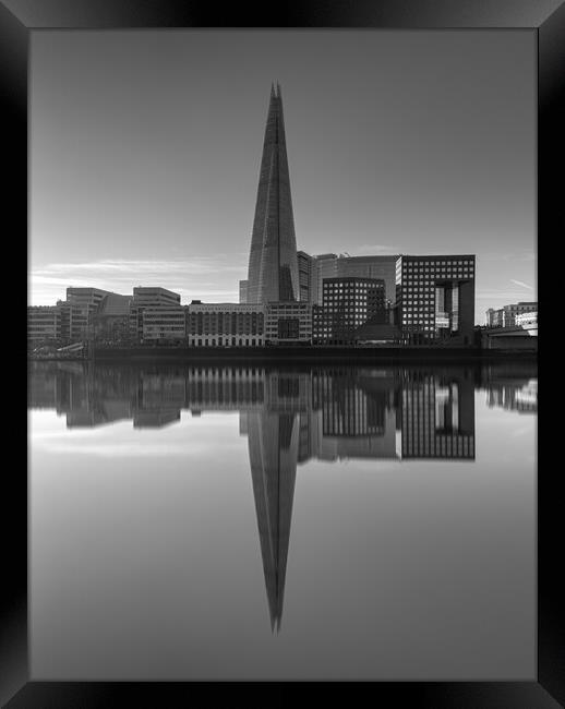 Shard by the Thames in Black and White Framed Print by Kevin Winter