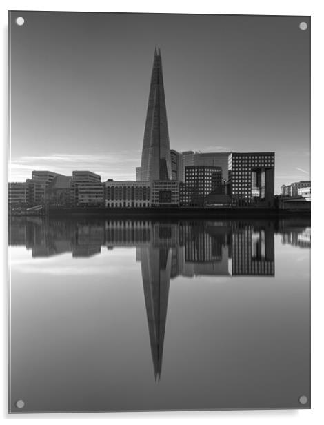 Shard by the Thames in Black and White Acrylic by Kevin Winter