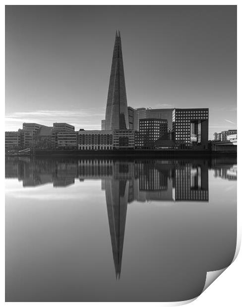 Shard by the Thames in Black and White Print by Kevin Winter