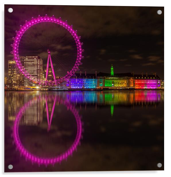 London eye at night Acrylic by Kevin Winter