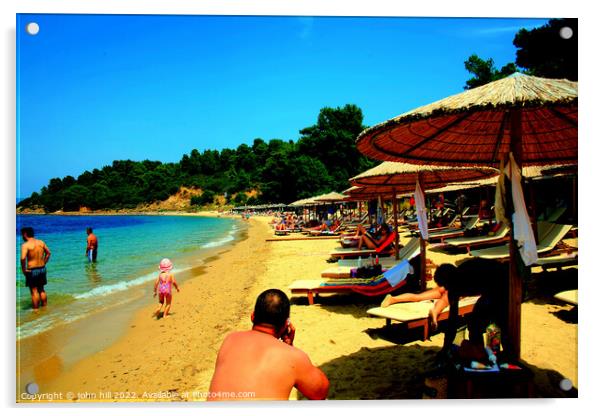 Agia Eleni beach, Skiathos. Acrylic by john hill