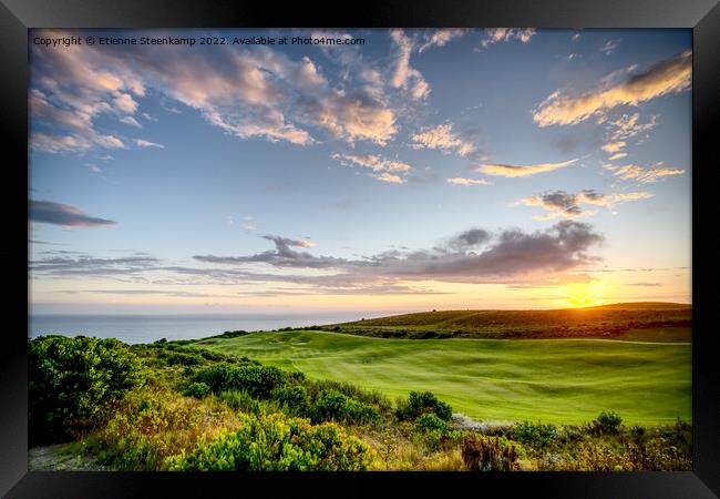 Sunset over Pezula golfcourse Framed Print by Etienne Steenkamp