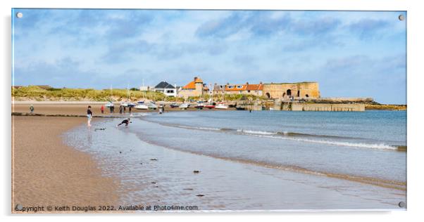 Beadnell Bay and Beadnell Village Acrylic by Keith Douglas