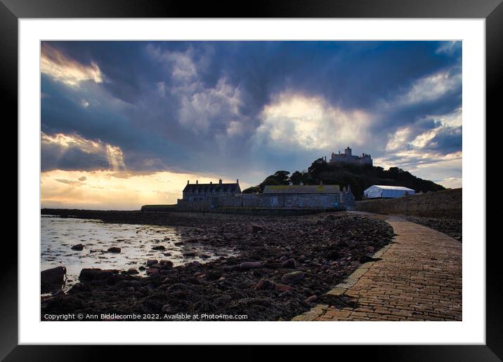 St Michaels Mount in Cornwall just as the tide was out Framed Mounted Print by Ann Biddlecombe