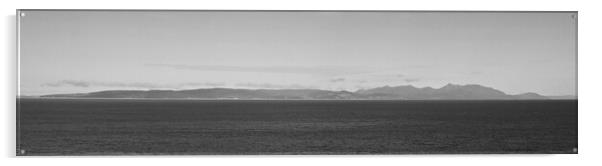 Arran panorama (black&white) Acrylic by Allan Durward Photography