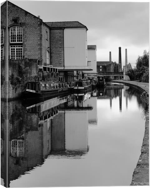 Shipley Wharf on the Leeds- Liverpool Canal BW Canvas Print by Jeremy Hayden