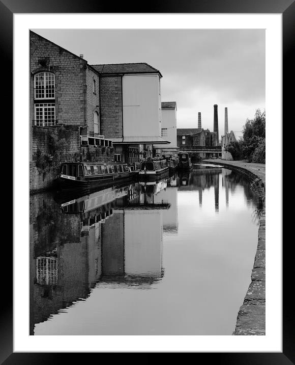 Shipley Wharf on the Leeds- Liverpool Canal BW Framed Mounted Print by Jeremy Hayden