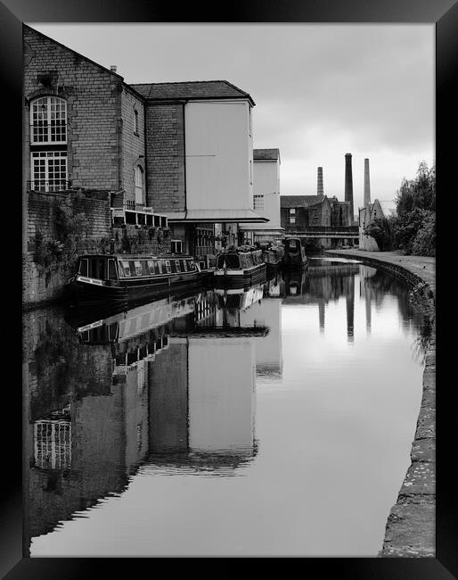 Shipley Wharf on the Leeds- Liverpool Canal BW Framed Print by Jeremy Hayden
